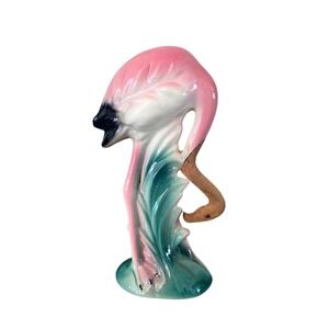 Vintage Mid Century 6" Pink Juvenile Flamingo Figurine MCM  RARE Brown Neck Face
